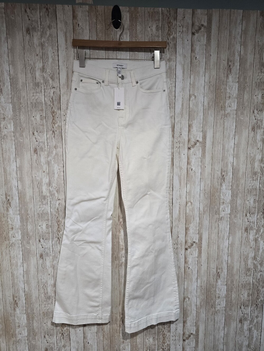 Spanx lycra flare jean white linen Wash 8 NWT